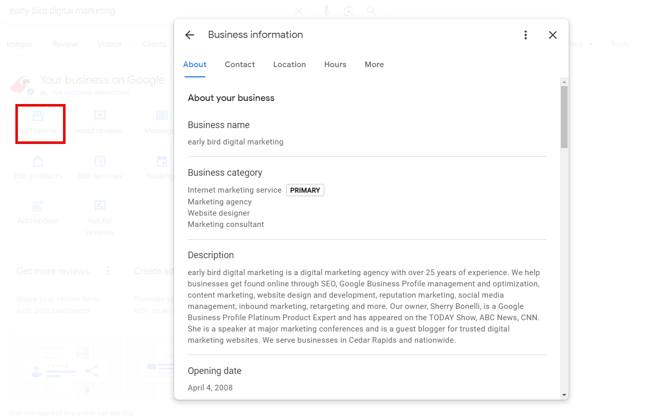 google business page seo