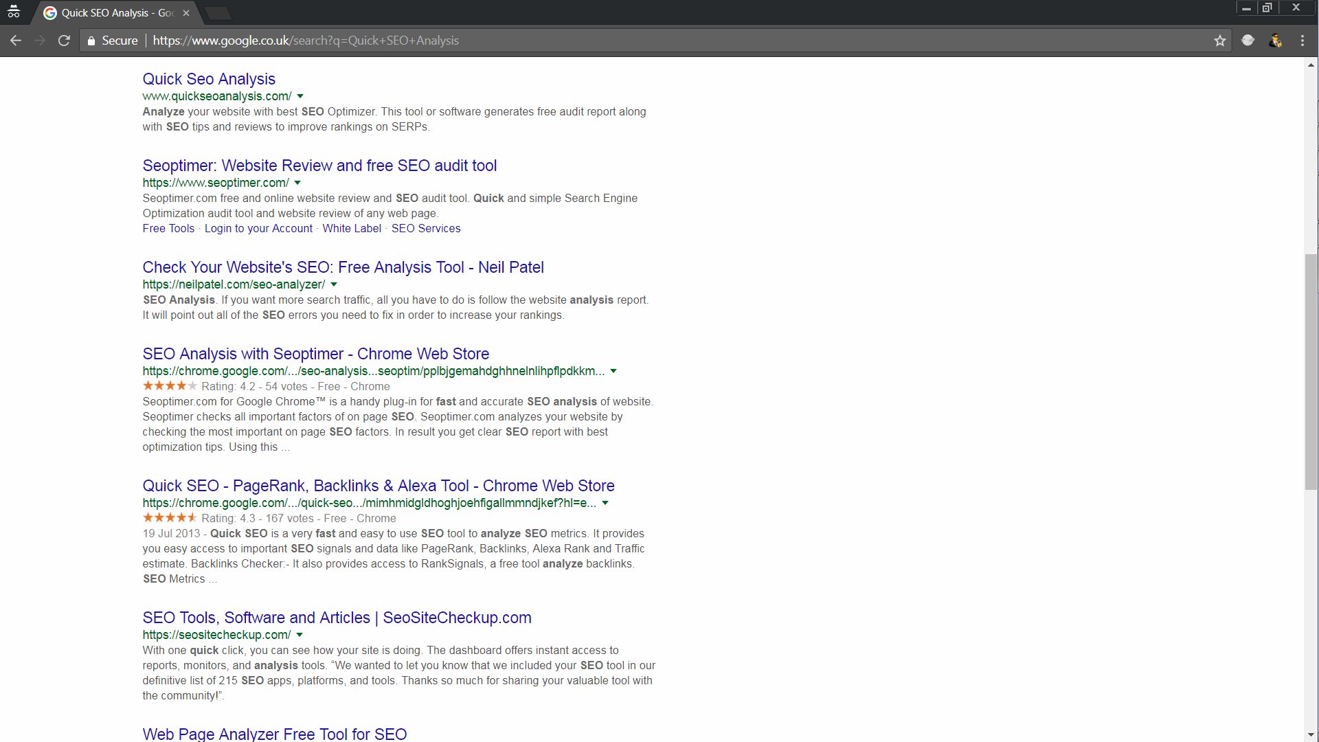 google website seo analysis